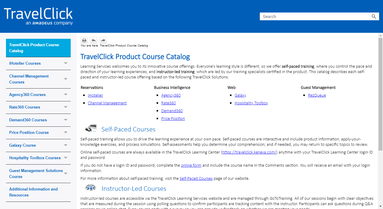 hospitality product training course catalog