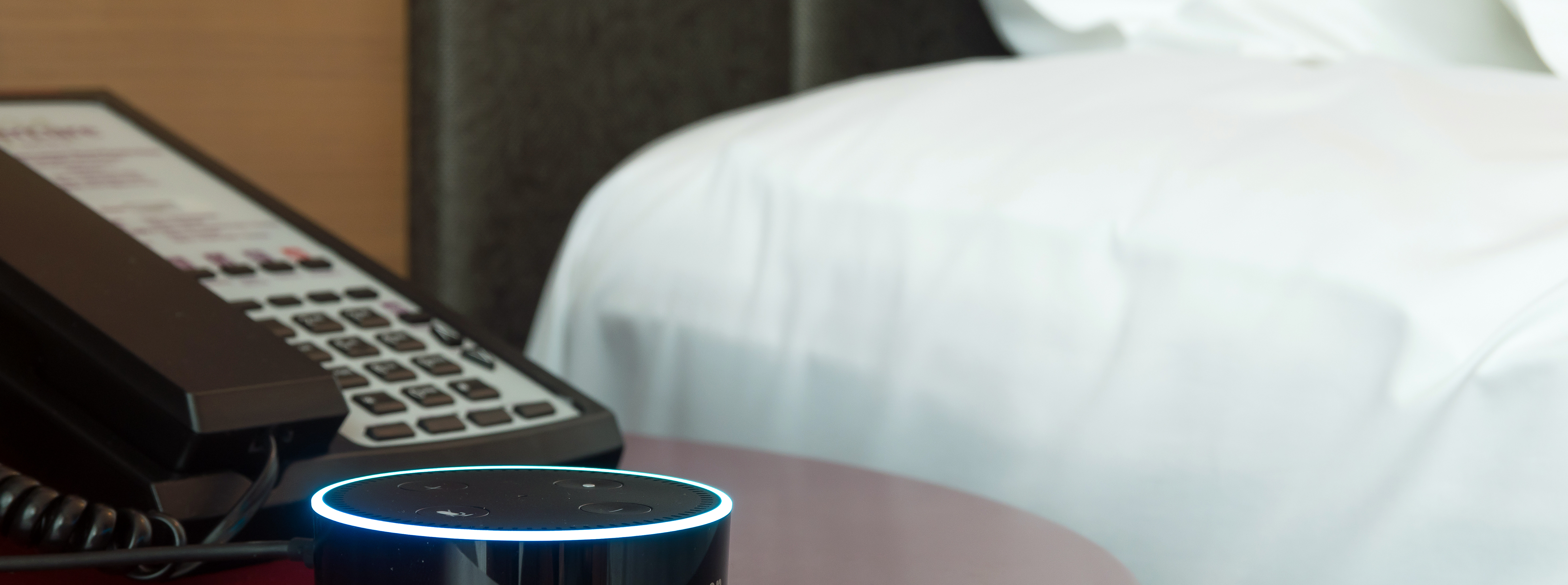 Alexa Voice Control Next to Hotel Bed