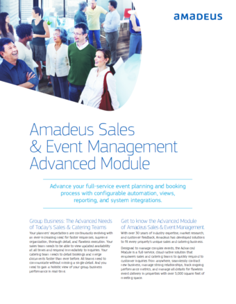 Amadeus Sales & Event Management Advanced Module
