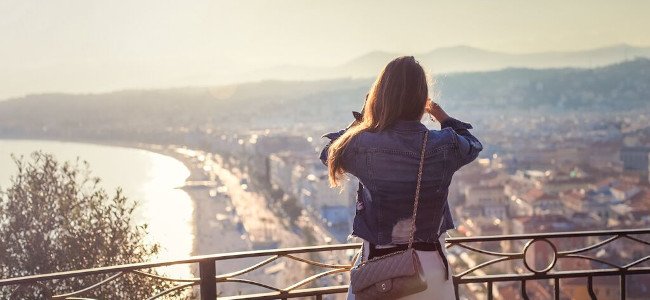 Woman enjoying sunset