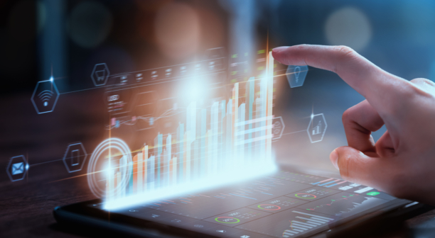 Finger Pointing at Data on Screen Finger Pointing at Data on Screen