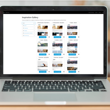 A screen showing UpMail Dynamic Proposal Templates